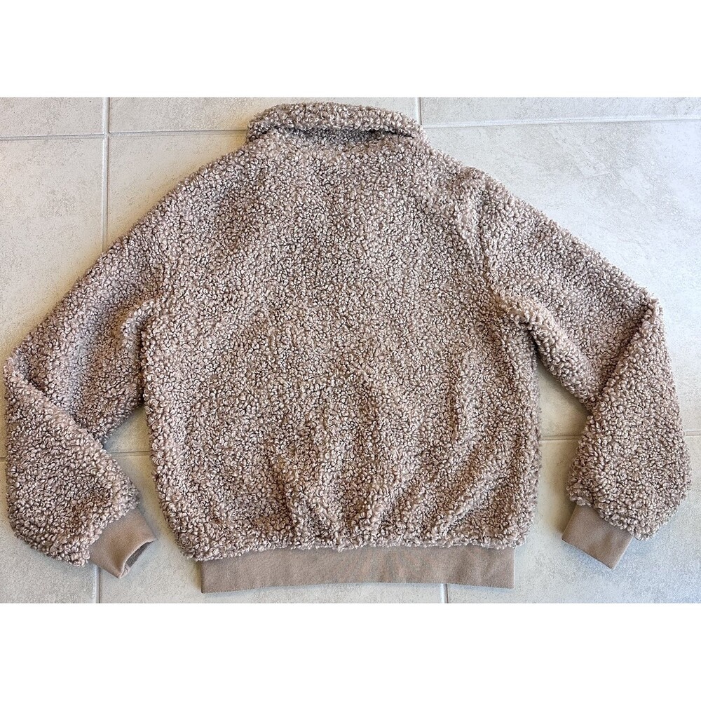 Garage Beige Shearling Full Zip Collared Short Jacket with Zipped Pockets P/S - Picture 8 of 9